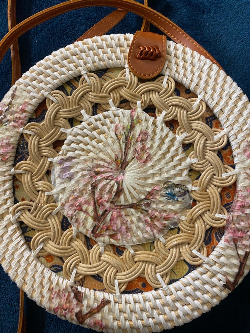 Round Woven Colourful Rattan Crossbody Bag - Made in Bali - Picture 2 of 10